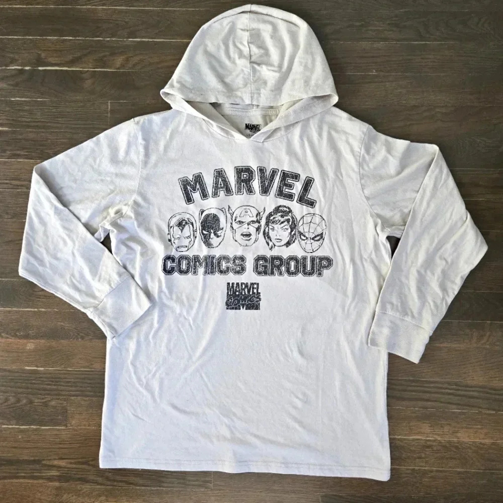 Marvel Comics Group Sand/Tan Hooded Long Sleeve Tee Shirt L